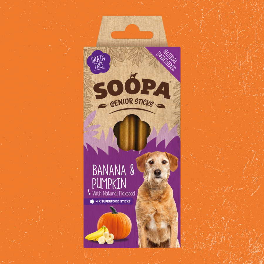 Soopa Pets Banana, Pumpkin & Flaxseed Dental Sticks for Senior Dogs