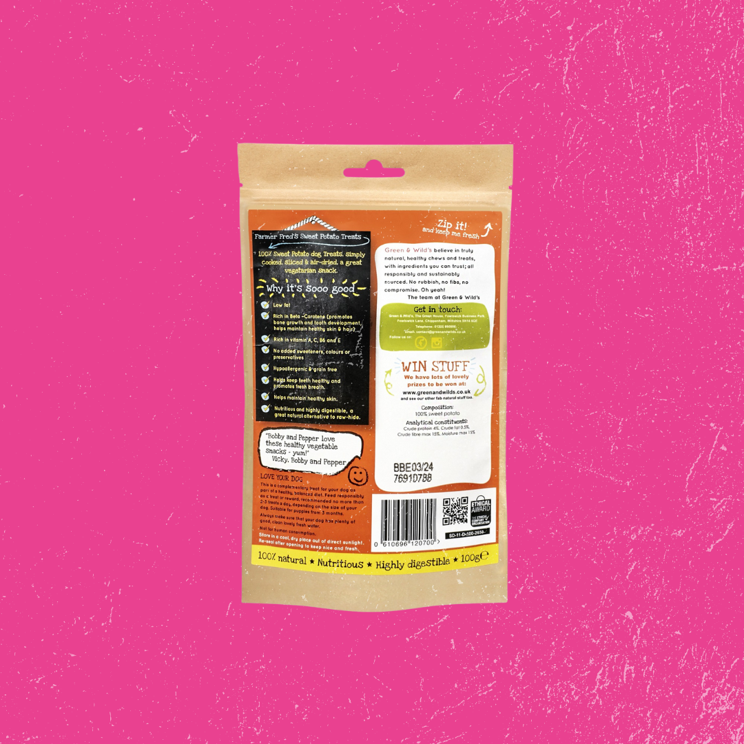 Green & Wild's Sweet Potato Dog Treats, 100g